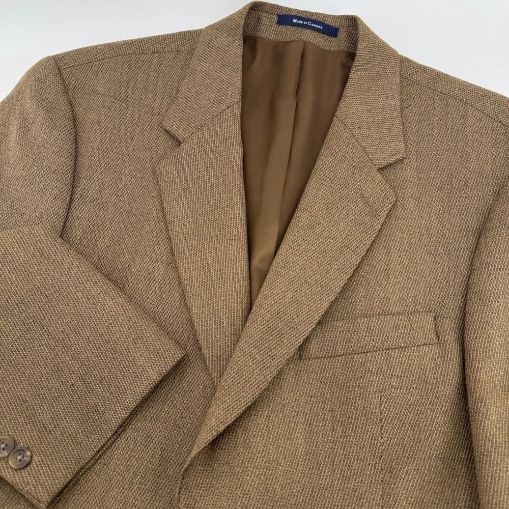 Ralph Lauren Blazer Mens 40R Brown Wool 2-Button Textured Sport Coat Canada Made